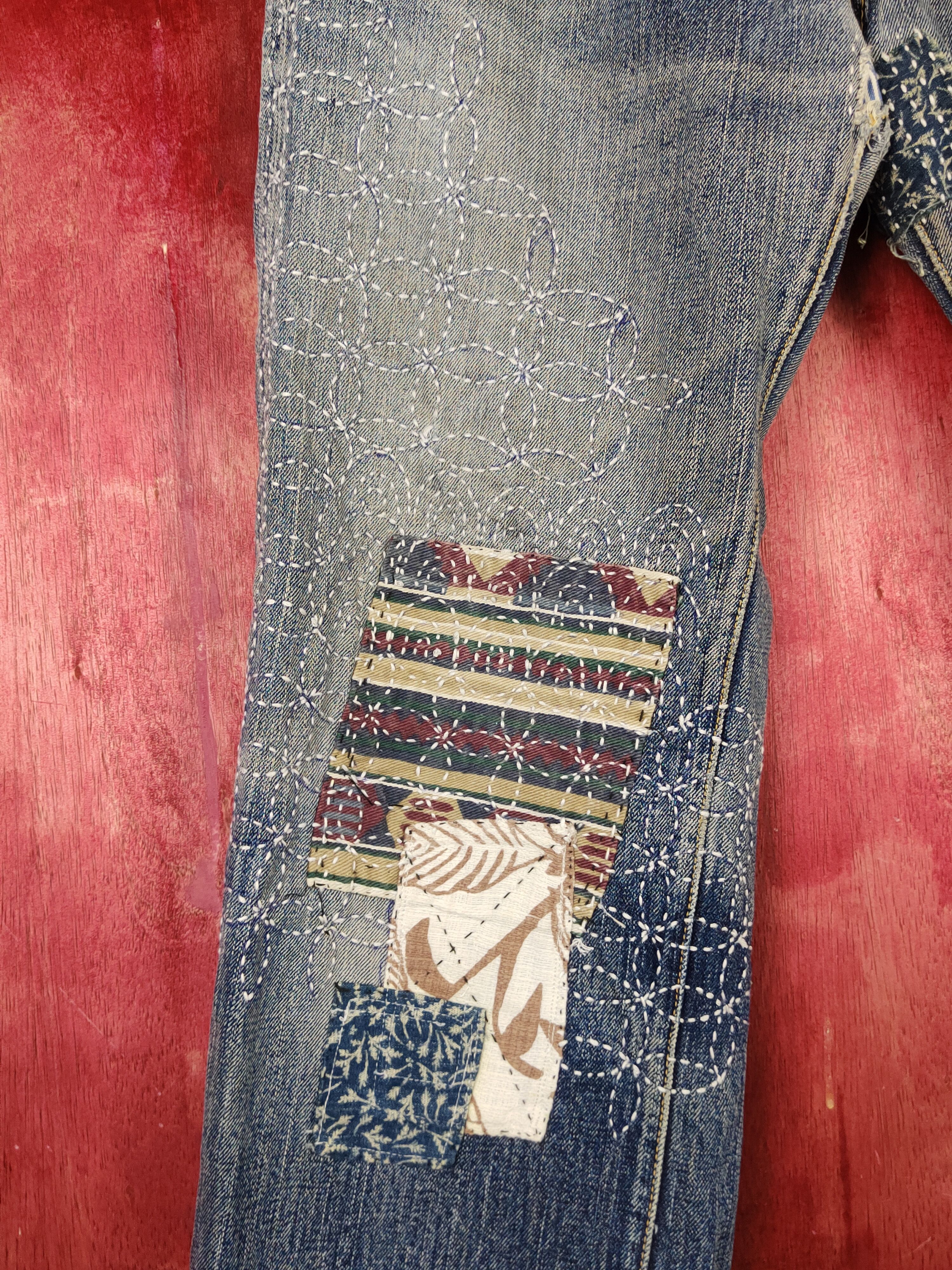The Flat Head FlatHead C.T.F.H patchwork Selvedge sashiko denim #S1349DL Size US 32 / EU 48 - 4 Thumbnail