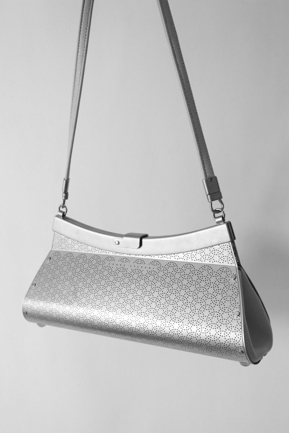 image of Designer Wendy Stevens Metal Leather Mini Purse in Silver, Women's
