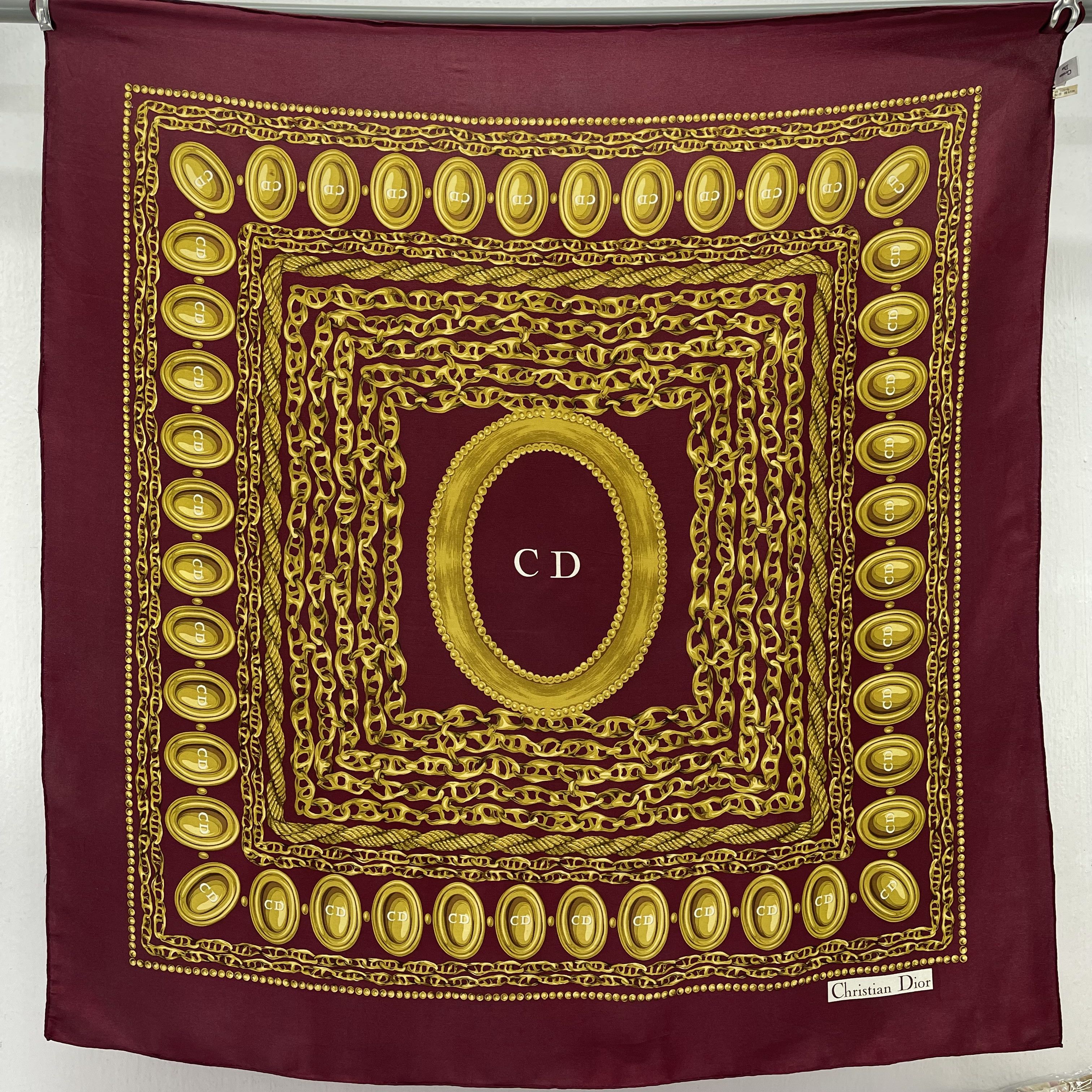 Christian Dior Monsieur Vintage Christian Dior Silk Scarf CD Logo Motif - S7037 Size ONE SIZE - 3 Thumbnail