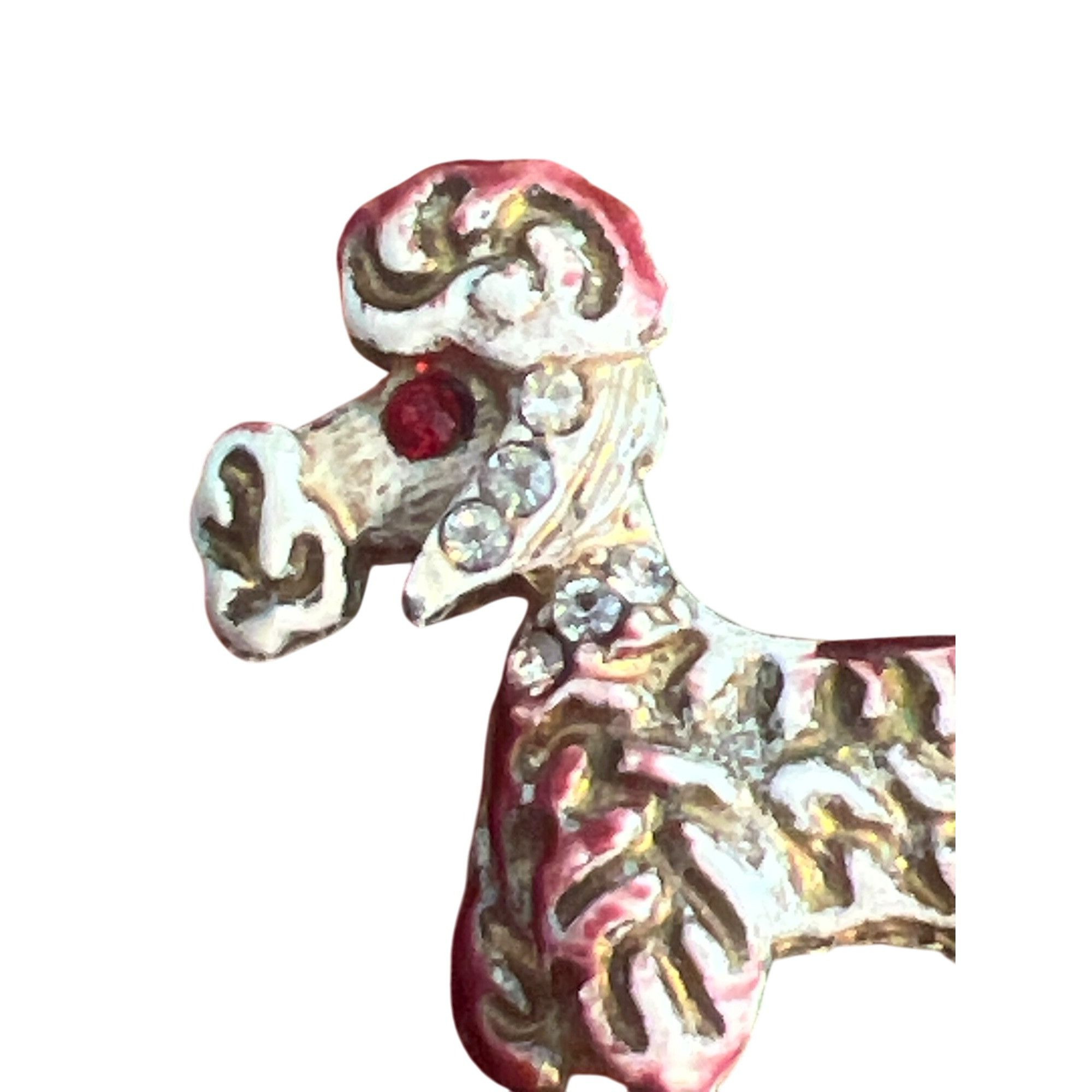 Other Vintage MCM Poodle Lapel Pin Brooch Gold Tone White Red Blac Size ONE SIZE - 2 Thumbnail