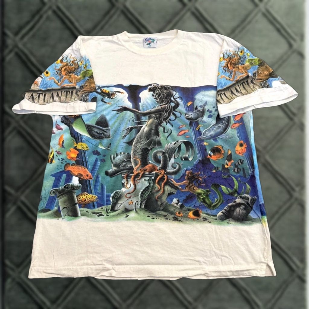 Vintage VTG Caribbean Soul Wrap Around T-Shirt Nature Ocean Fairy White XL 1995 Mens Size US XL / EU 56 / 4 - 1 Thumbnail