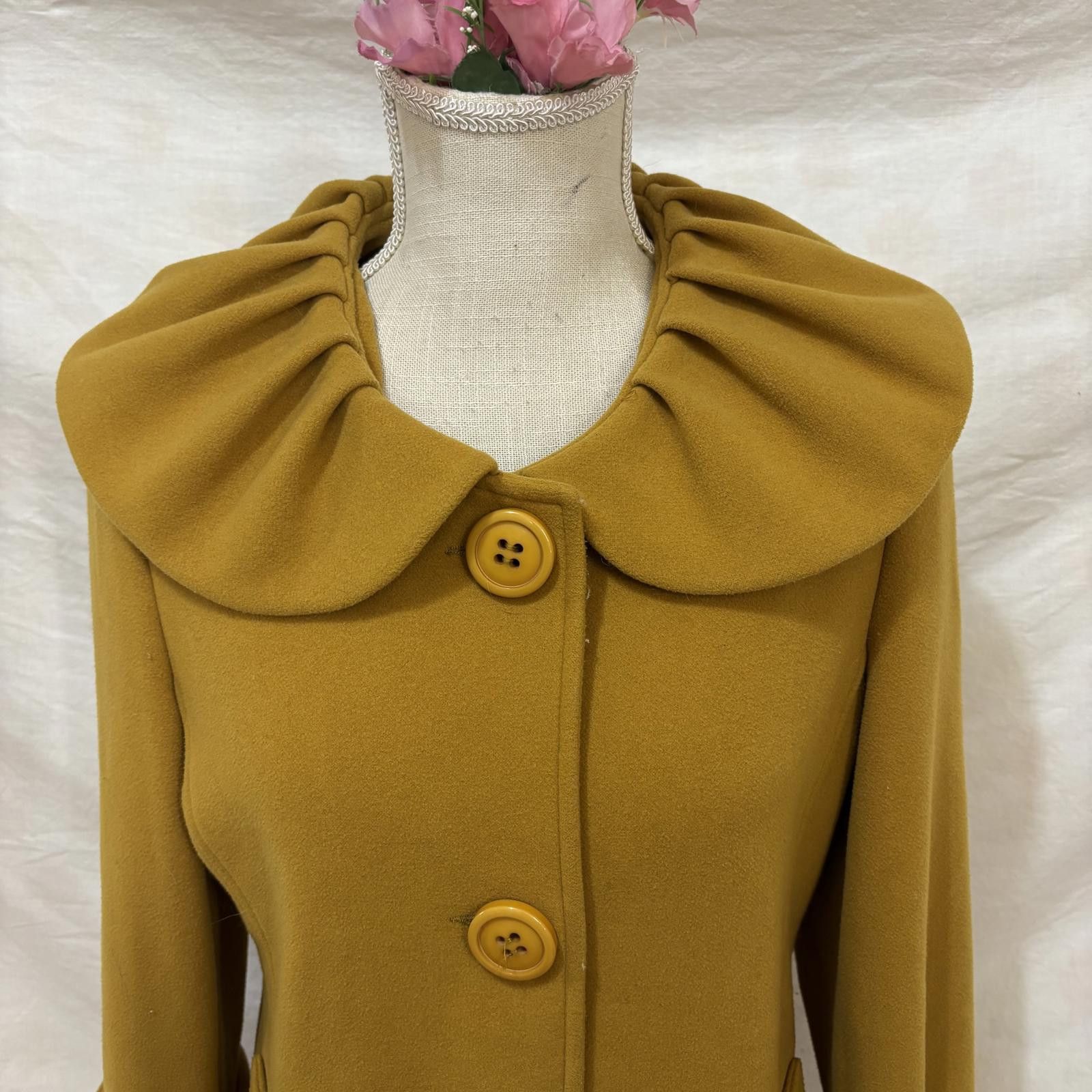 Other Vtg Y2K Mustard Butik Sule dramatic collared coat Size S / US 4 / IT 40 - 4 Thumbnail