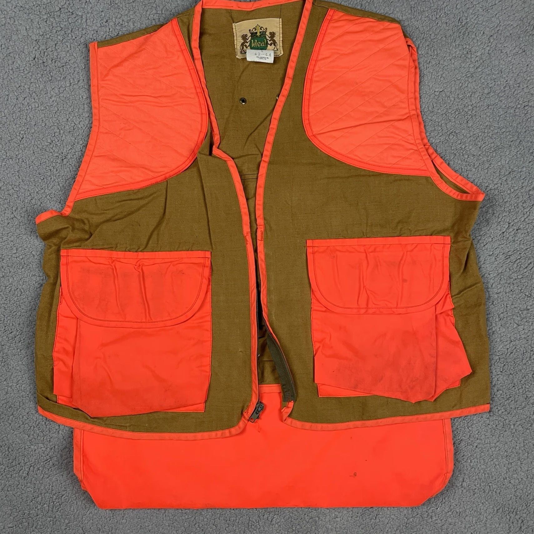 IDEA VINTAGE Ideal Vest Adult Large Orange Work Safety Hunting Mens Size 42R - 2 Thumbnail
