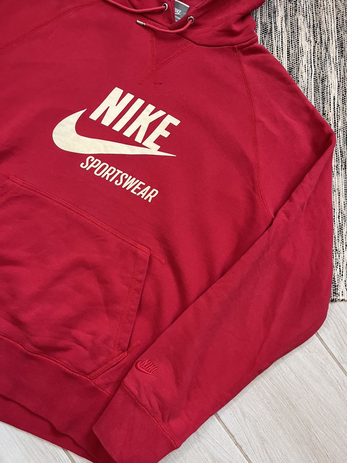 Nike × Vintage Vintage Nike Sportswear Hoodie red blank logo sweatshirt Size US L / EU 52-54 / 3 - 6 Thumbnail
