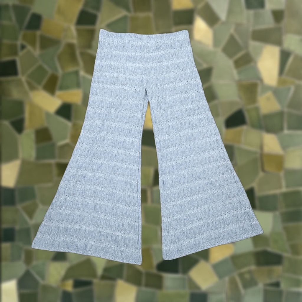 Free People VINTAGE Free People Blue Lace Mid Rise Flare Bell Bottom Pants Womens 4 Bohemian Hippie Spring Summer Fall Size 27" / US 4 / IT 40 - 1 Thumbnail