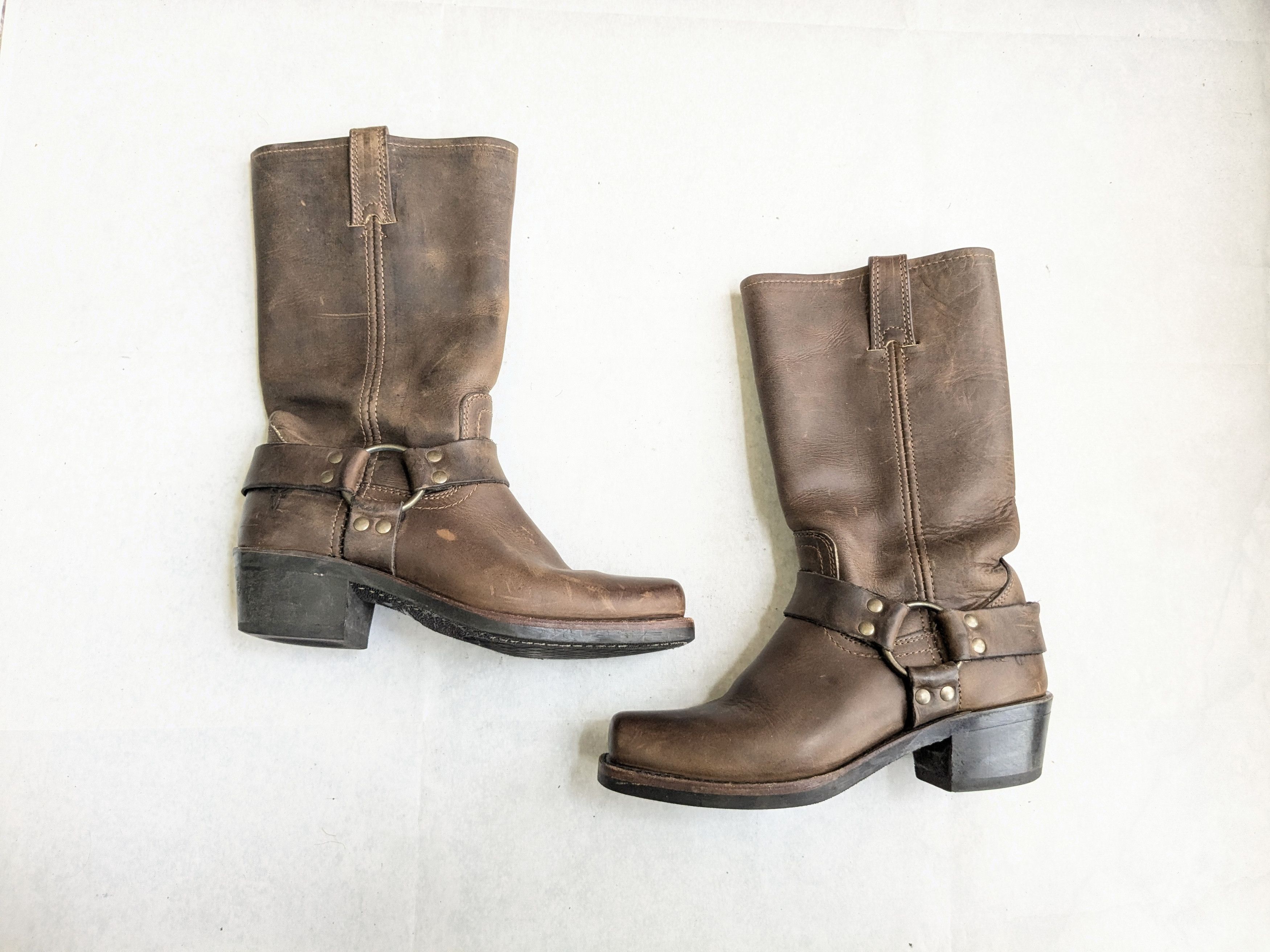 Frye Frye Harness Boots Brown Leather 7 M Leather Buckle Harness Size US 7 / EU 40 - 1 Thumbnail