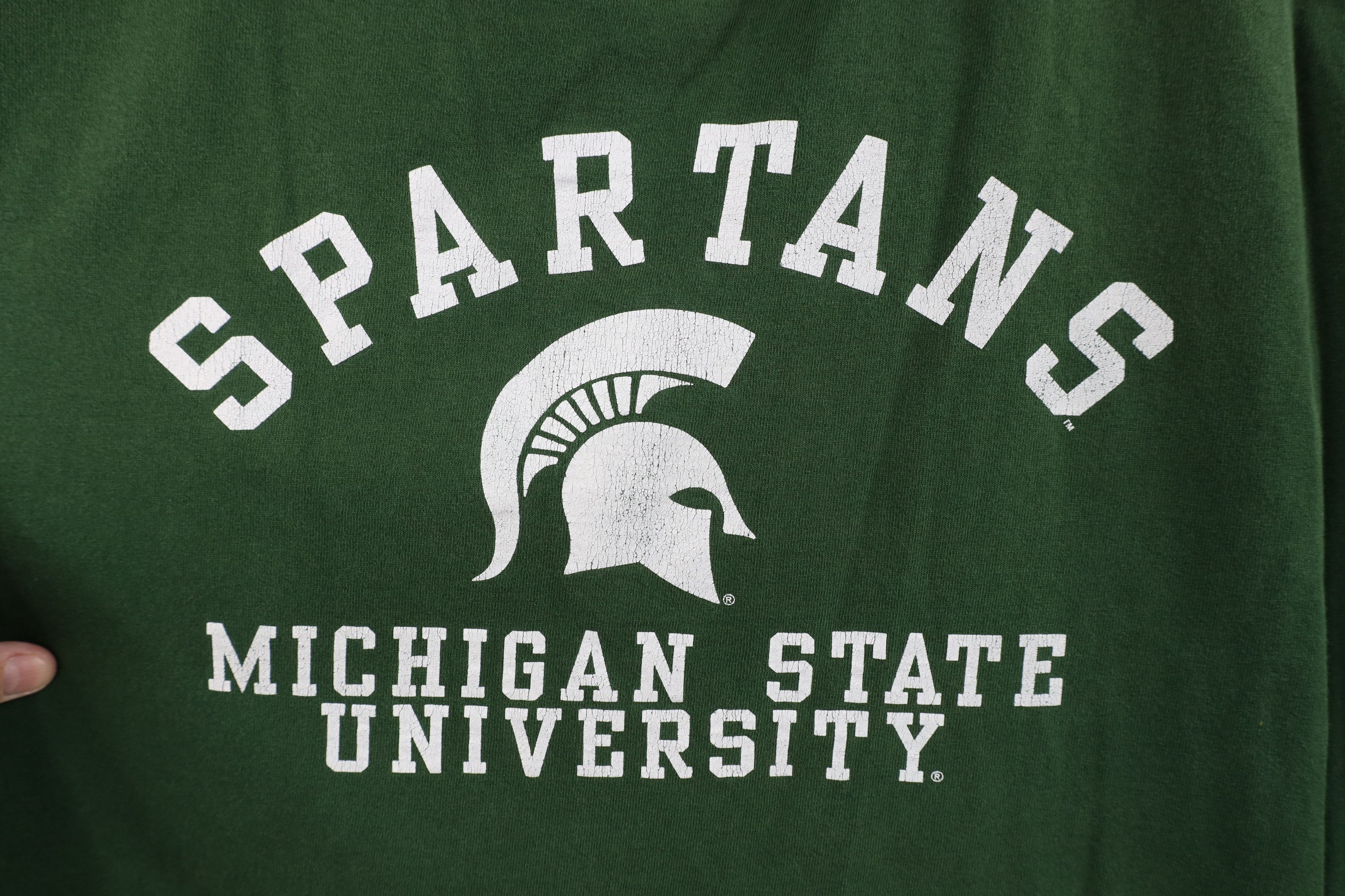 Vintage Vintage 90s Michigan State University T-Shirt Green USA Size US XL / EU 56 / 4 - 5 Thumbnail