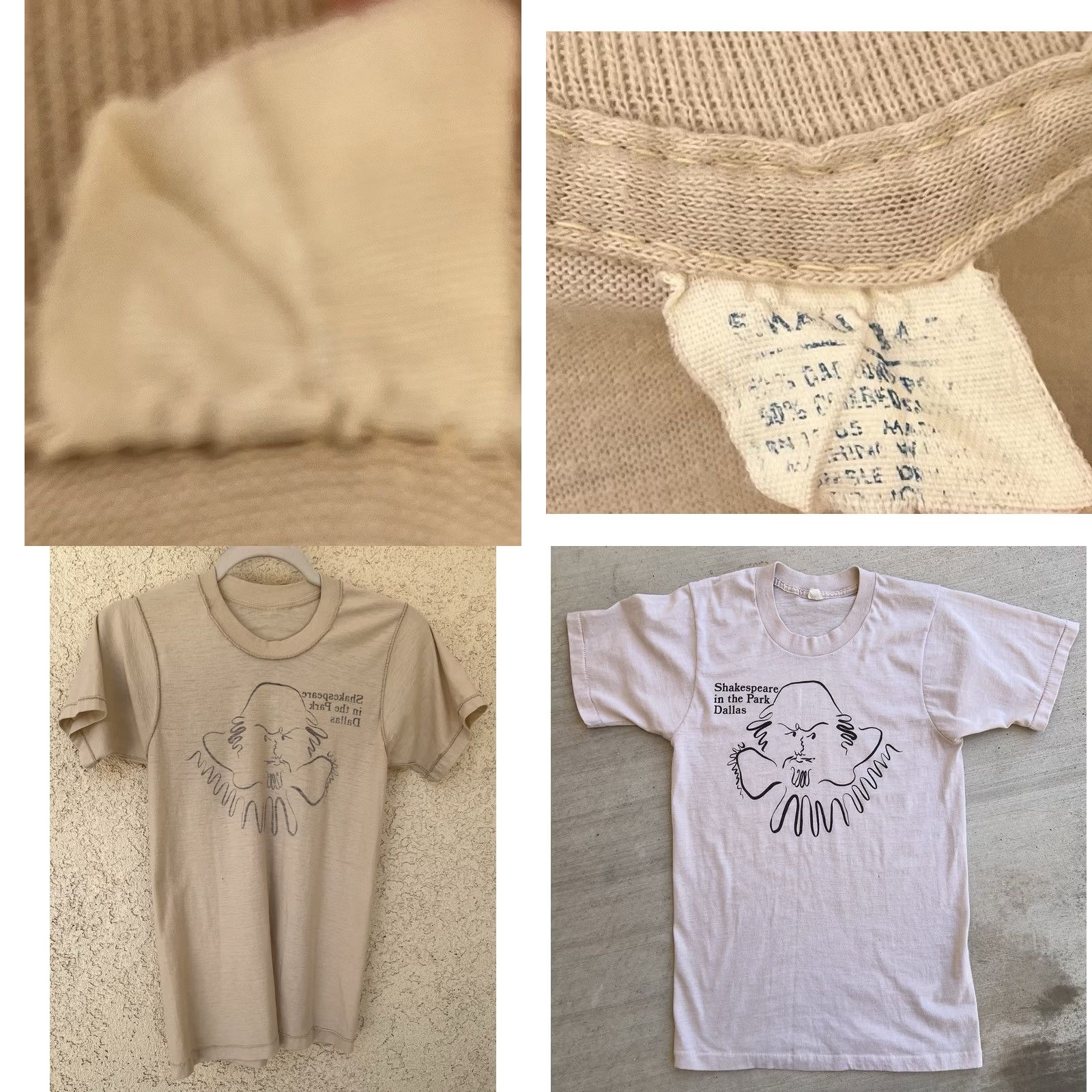 Vintage VINTAGE Shakespeare in the Park Dallas Theater T Shirt S Mens Beige Graphic Print 70s 80s Classic Size US S / EU 44-46 / 1 - 8 Thumbnail