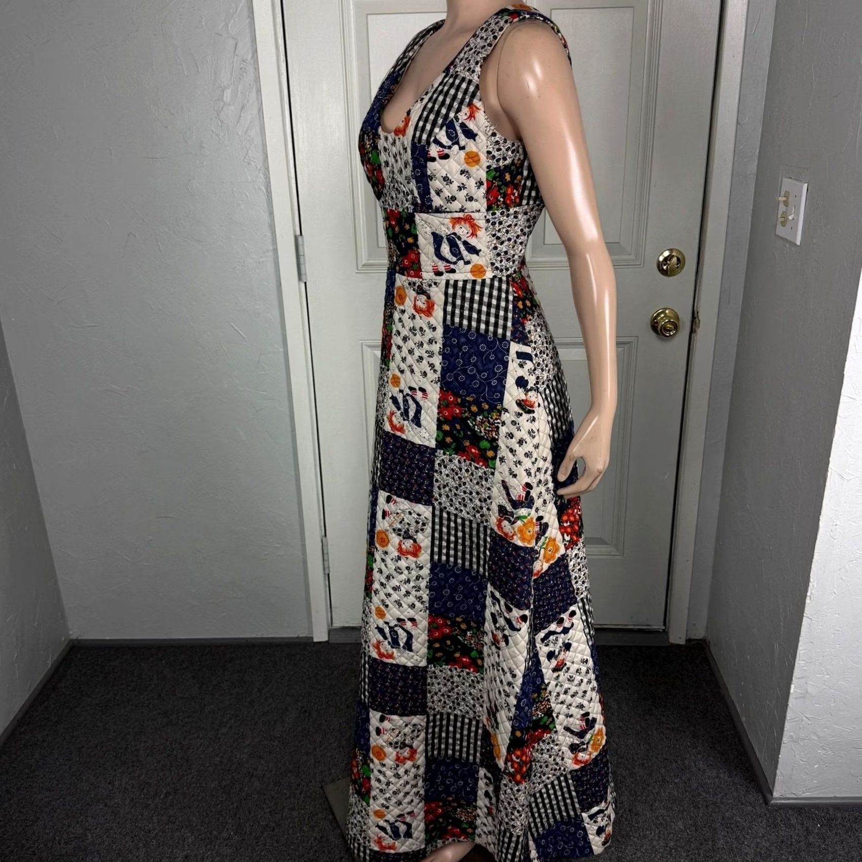 Vintage VINTAGE Mr. Topper Dress Cotton Maxi Patchwork Print Quilted 70s Women's 9 P3-8 Size 4XL / US 24-26 - 4 Thumbnail