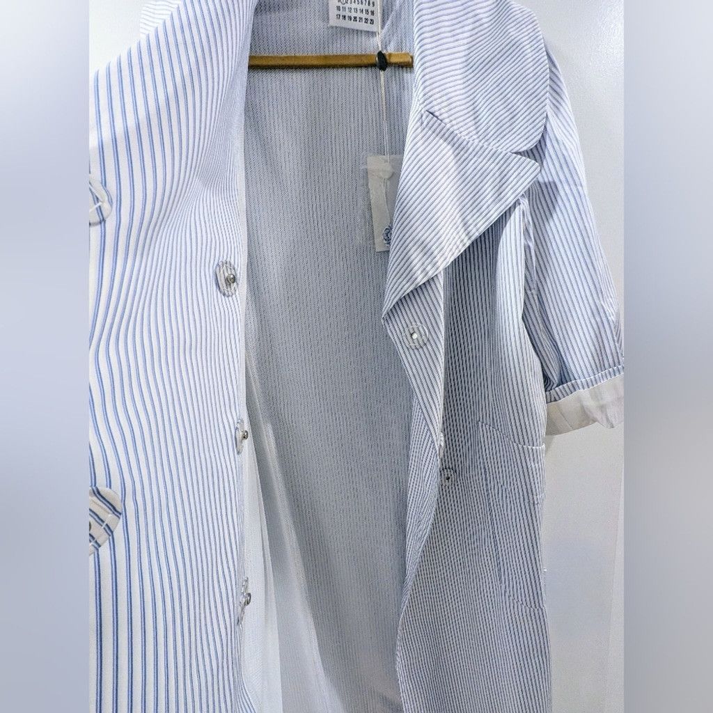 Maison Margiela Maison Martin Margiela Blue Striped Trench Coat Size S / US 4 / IT 40 - 7 Thumbnail