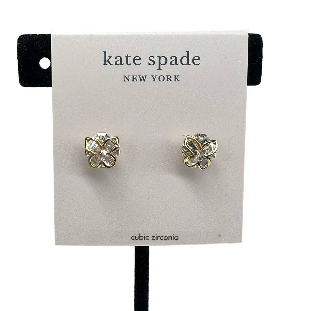 Kate Spade Kate Spade Clear Gold Cubic Zirconia Butterfly Stud Earrings Size ONE SIZE - 2 Thumbnail