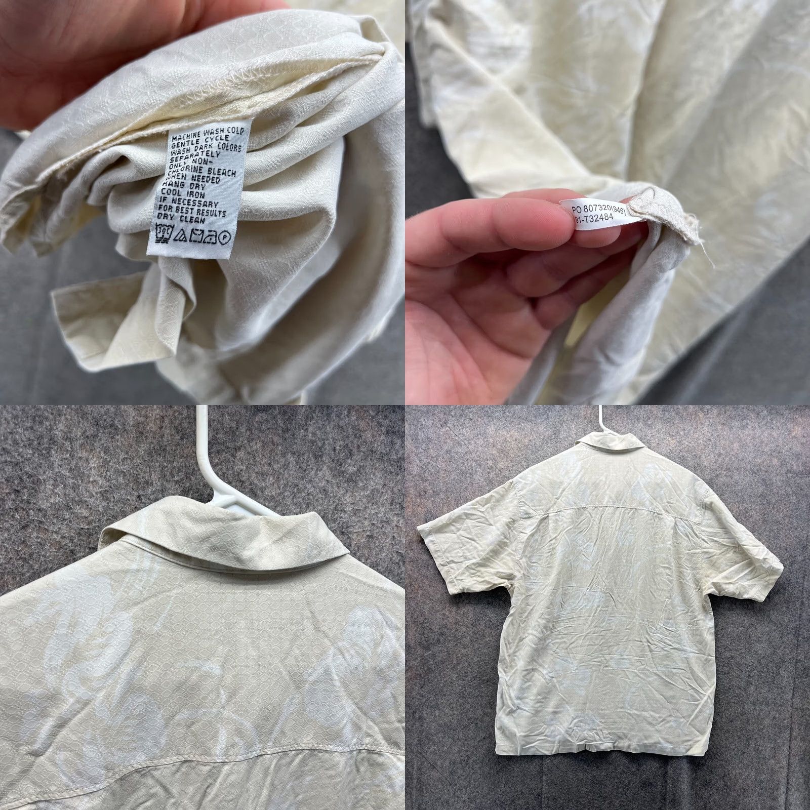 Tommy Bahama VINTAGE Tommy Bahama Shirt Men Large Beige Button-Down Silk Floral Fairweather Fronds Size US L / EU 52-54 / 3 - 8 Thumbnail