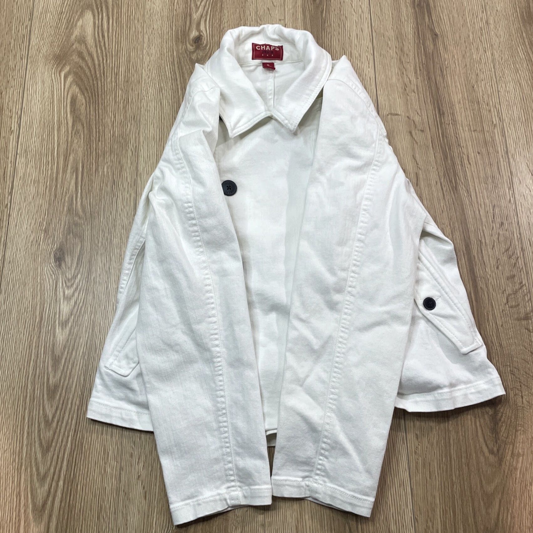 Chaps VINTAGE Chaps Denim Jean Jacket Womens XL White Short Style Pocket Classic Coat Size 40" / US 18 - 3 Thumbnail