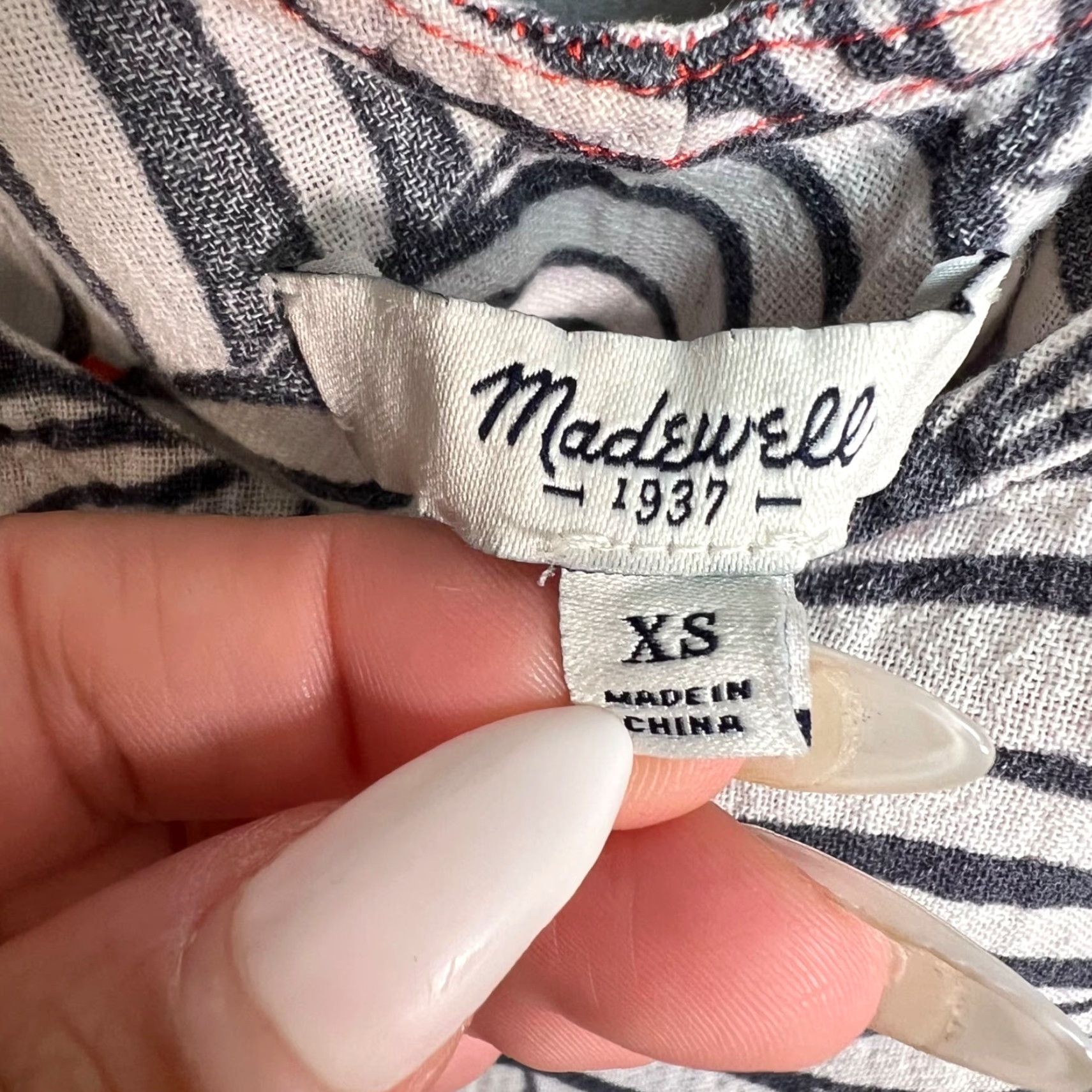 Madewell Madewell XS Strappy Top With Bold Black White Leaf Print On Orange Size XS / US 0-2 / IT 36-38 - 3 Thumbnail