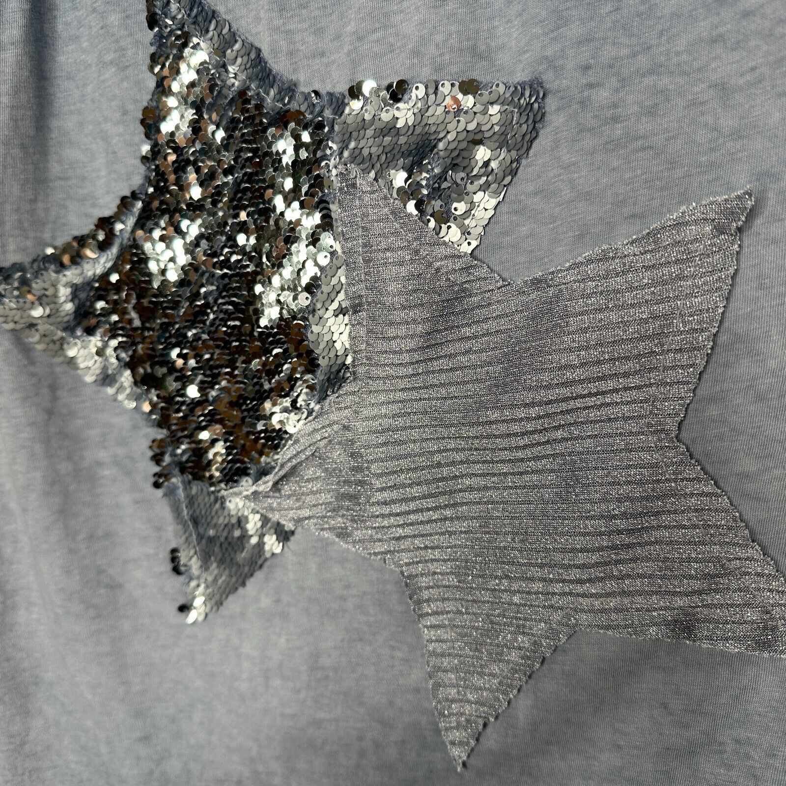 Other Gray Blue Knit Sleeveless Scoop Neck Tank Sequined Stars Med Size M / US 6-8 / IT 42-44 - 3 Thumbnail