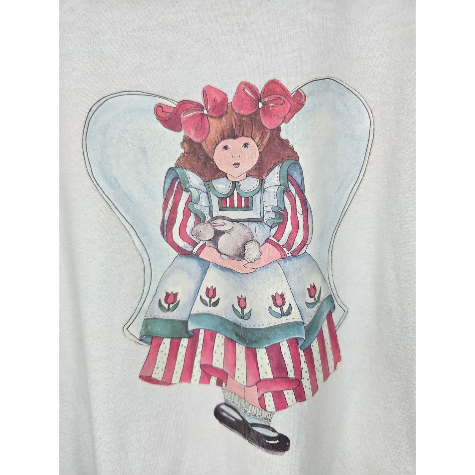 Vintage Vintage Angel Doll White XL Whimsical Folk Art Cottage Tee Size US XL / EU 56 / 4 - 2 Thumbnail