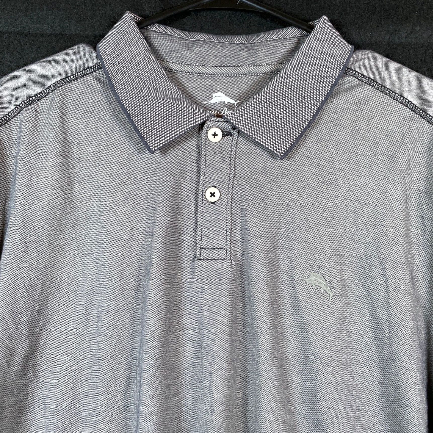 Tommy Bahama Tommy Bahama Men Shirt Gray Collared Polo Short Sleeve Cotton Polyester Blend XL Size US XL / EU 56 / 4 - 2 Thumbnail