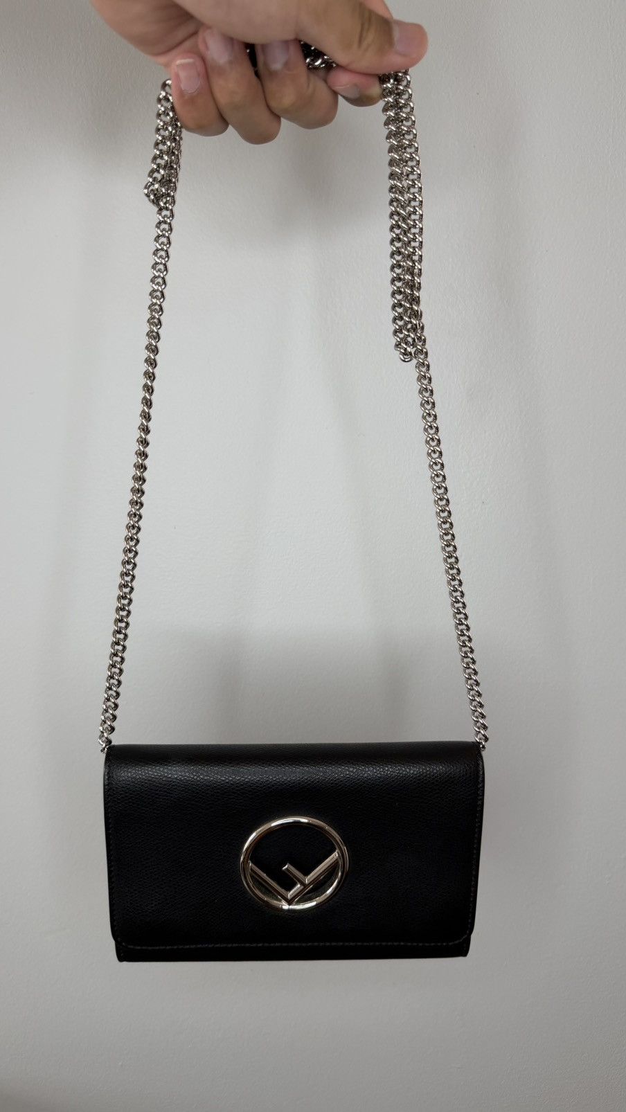 Fendi Fendi Black Leather Kan I Wallet On Chain Size ONE SIZE - 1 Thumbnail