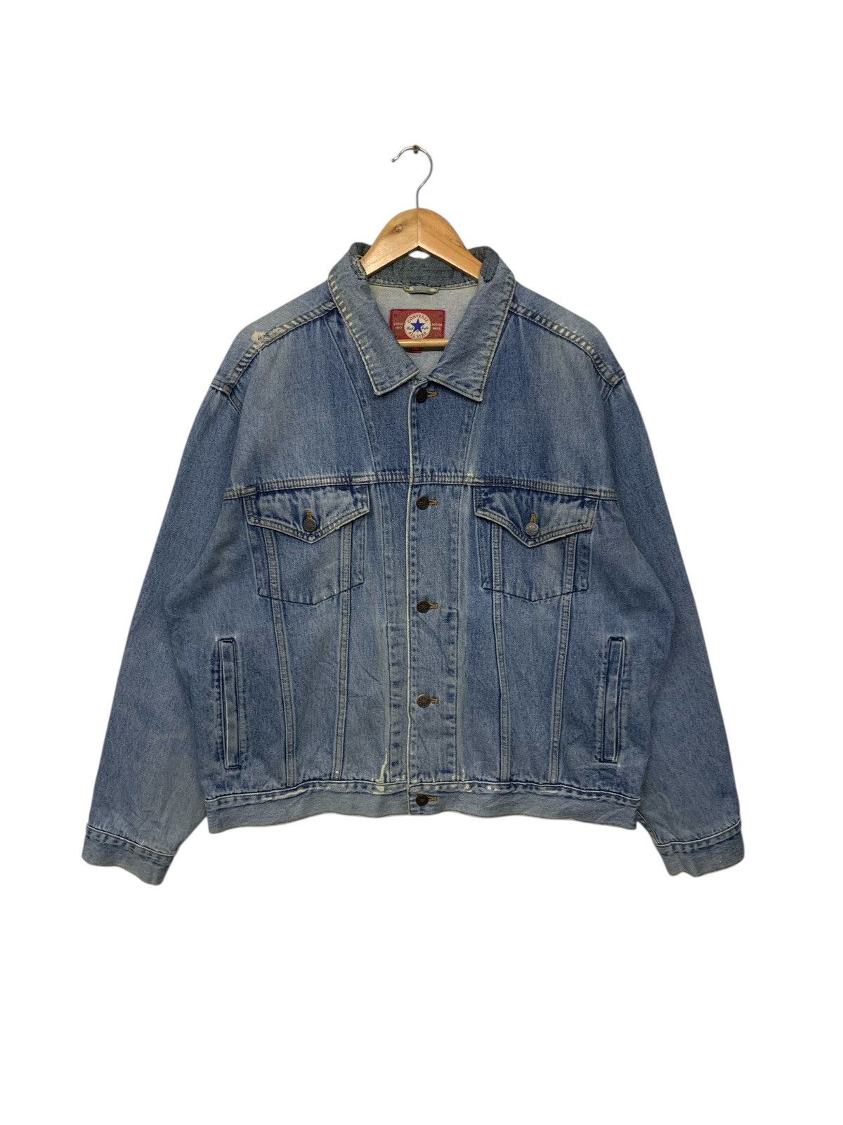 Converse × Vintage Vintage 90's Distressed Converse Jeans Jacket Size US XL / EU 56 / 4 - 1 Thumbnail