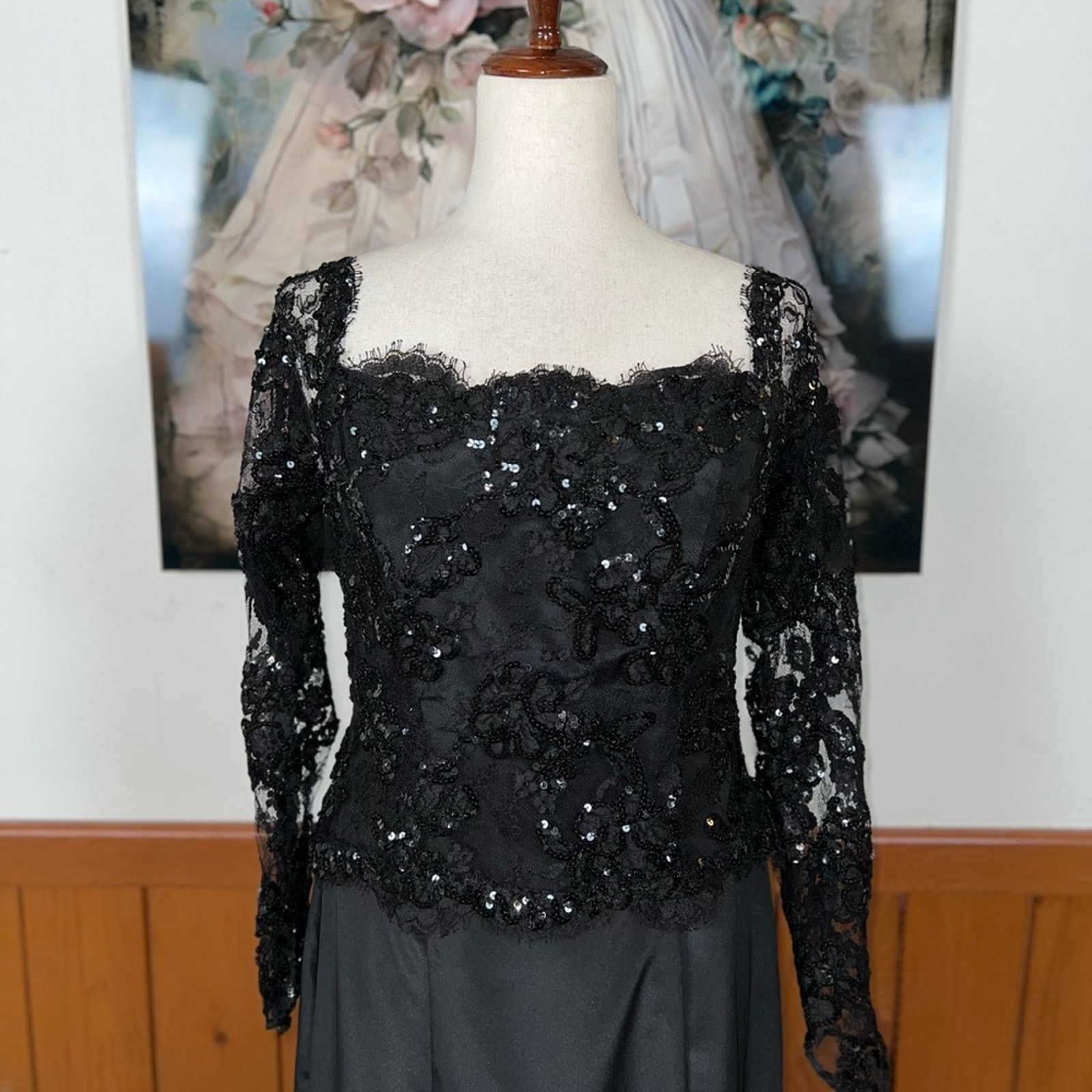 Vintage Vintage 90s Eve of Milady Black Sequin Evening Gown! Size XL / US 12-14 / IT 48-50 - 3 Thumbnail
