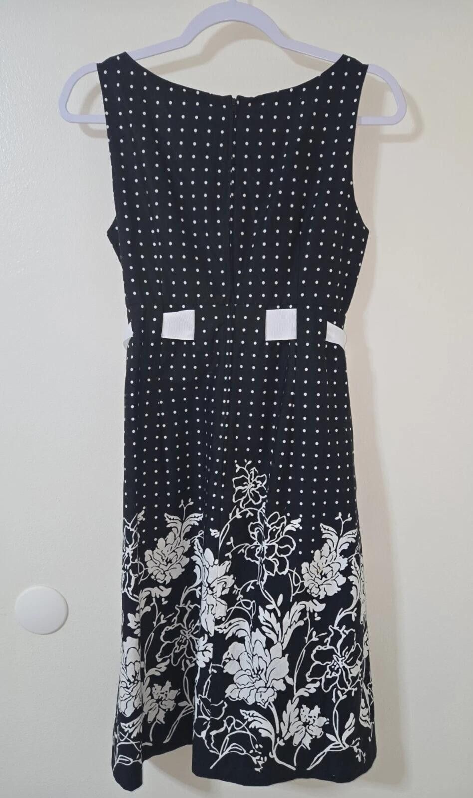 Other Karin Stevens Sleeveless Black Polka Dot Floral Dress Size 8 Size M / US 6-8 / IT 42-44 - 2 Thumbnail