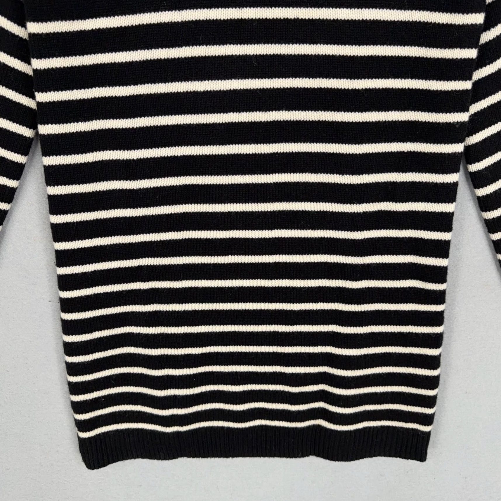 Madewell Madewell Sweater Dress Womens XS Black Stripe Merino Wool Knit Crewneck Button Sleeve Tunic Short Dress Size XS / US 0-2 / IT 36-38 - 3 Thumbnail