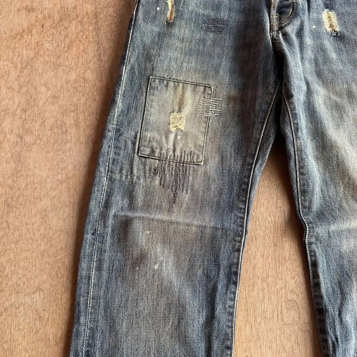 Japanese Brand SUPER SICKS 🔥FLASH REPORT Japan Jean Patchwork Denim Pants Size US 31 - 4 Thumbnail