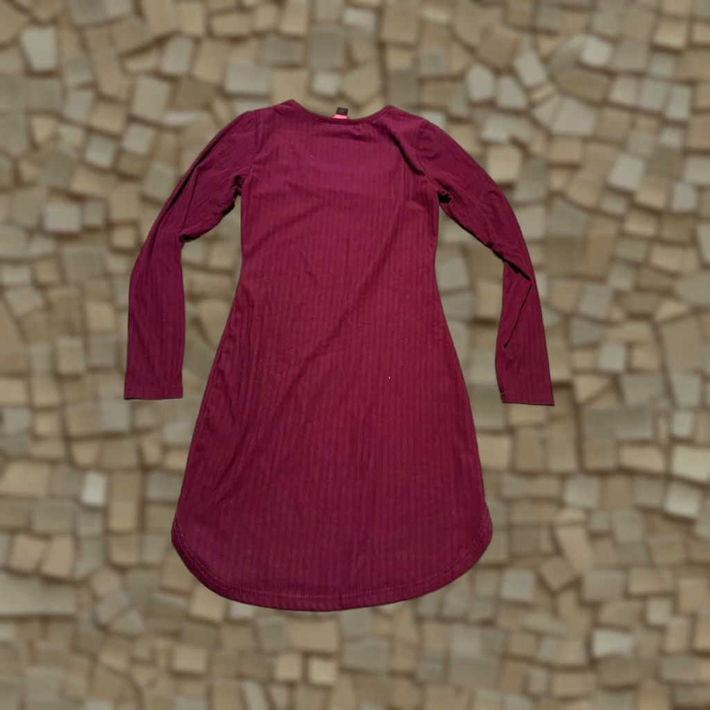 Vintage Hot Kiss Shirt Dress Women’s Medium Red Long Sleeve Midi Solid Knit Polyester Casual Fall Spring Summer Size M / US 6-8 / IT 42-44 - 1 Thumbnail