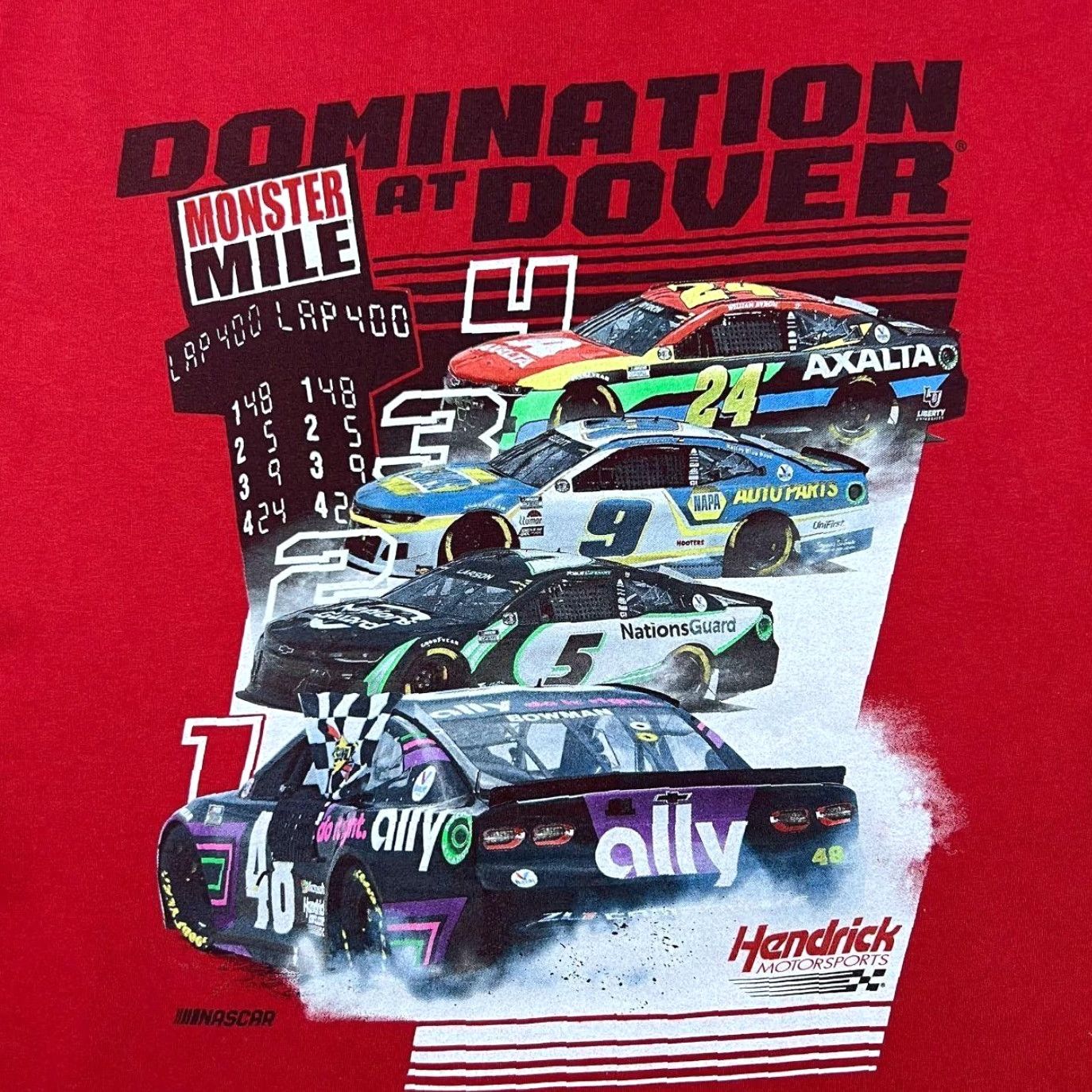 NASCAR Hendrick Motorsports "Domination At Dover" Nascar Racing Graphic Red T-Shirt L Mens Size US L / EU 52-54 / 3 - 4 Thumbnail