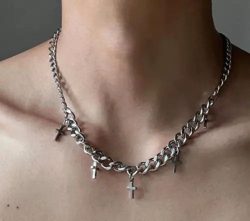 Jewelry 620Silver Chain Necklace with Cross Charms Size ONE SIZE - 8 Thumbnail