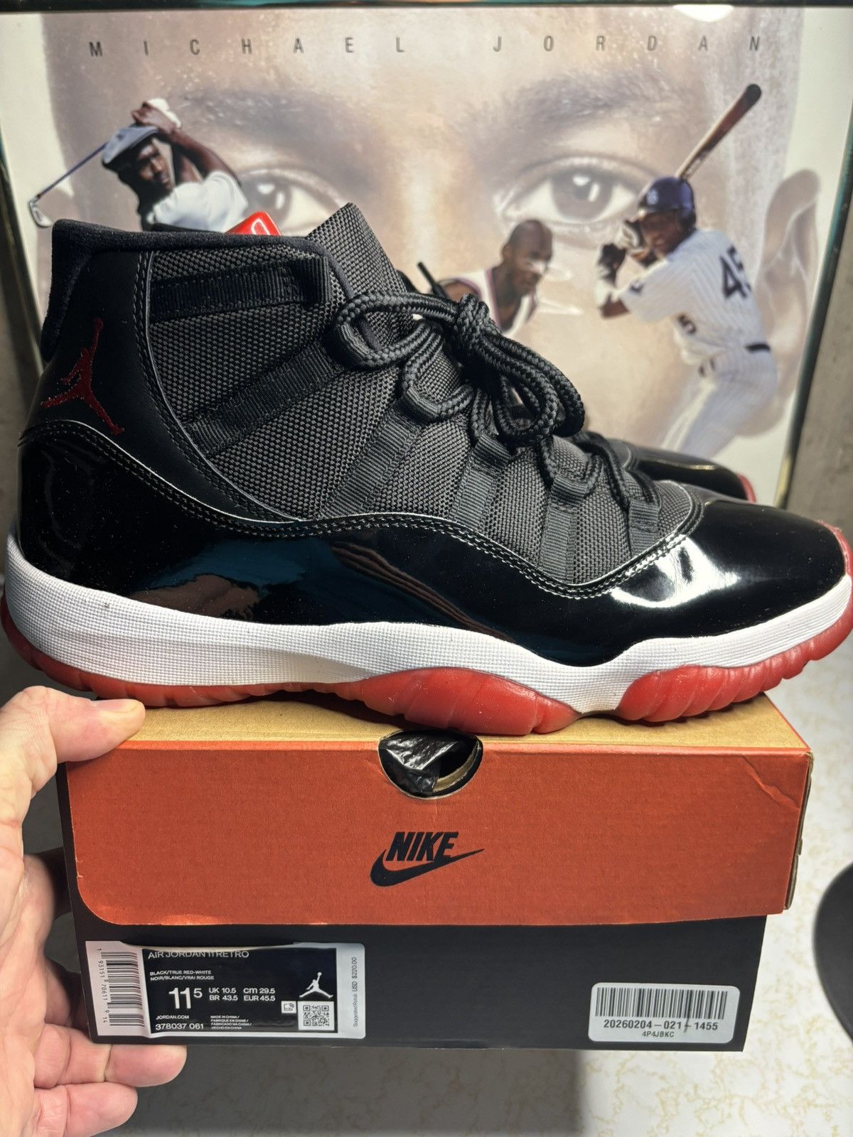 Jordan Brand Air Jordan 11 Bred 2019 Size US 11.5 / EU 44-45 - 1 Thumbnail