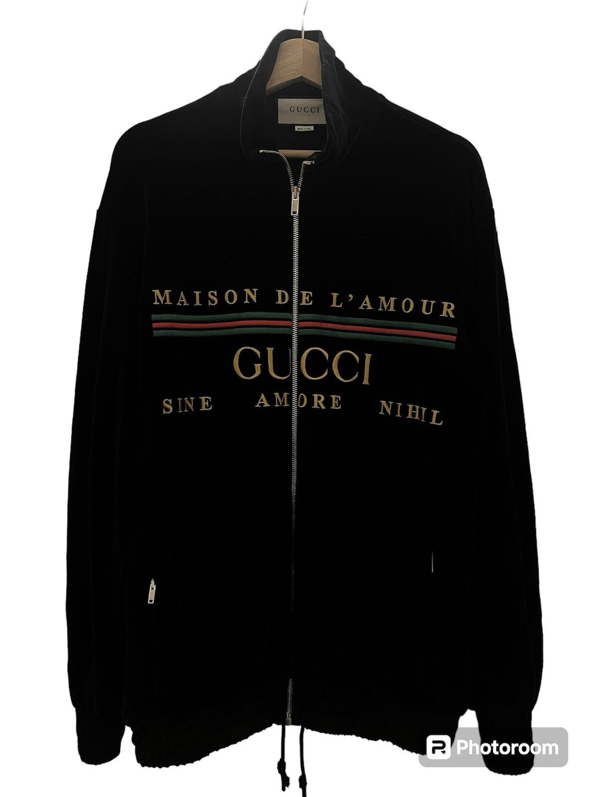 Gucci GUCCI VELVET EMBROIDERED ZIP UP SWEATSHIRT JACKET Grailed