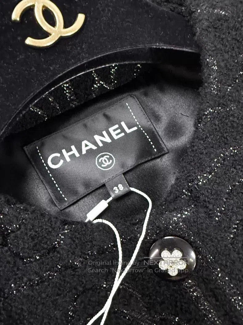 Chanel Chanel Dark-patterned camellia round-neck long coat Size XS / US 0-2 / IT 36-38 - 6 Thumbnail