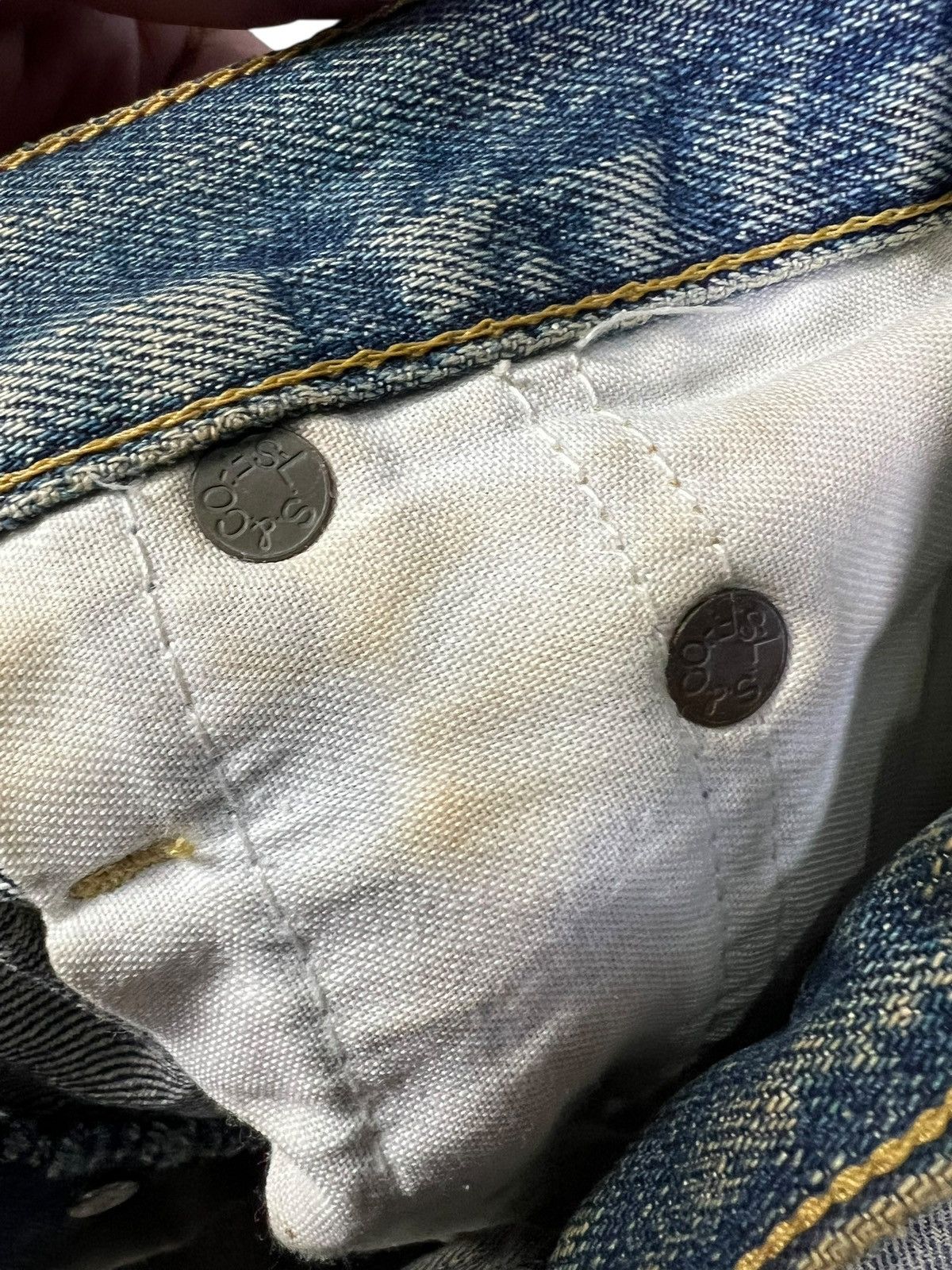 Levi's Vintage Levis 702 Big E Repaired Selvedge Backle Back Jean Size US 29 - 18 Thumbnail