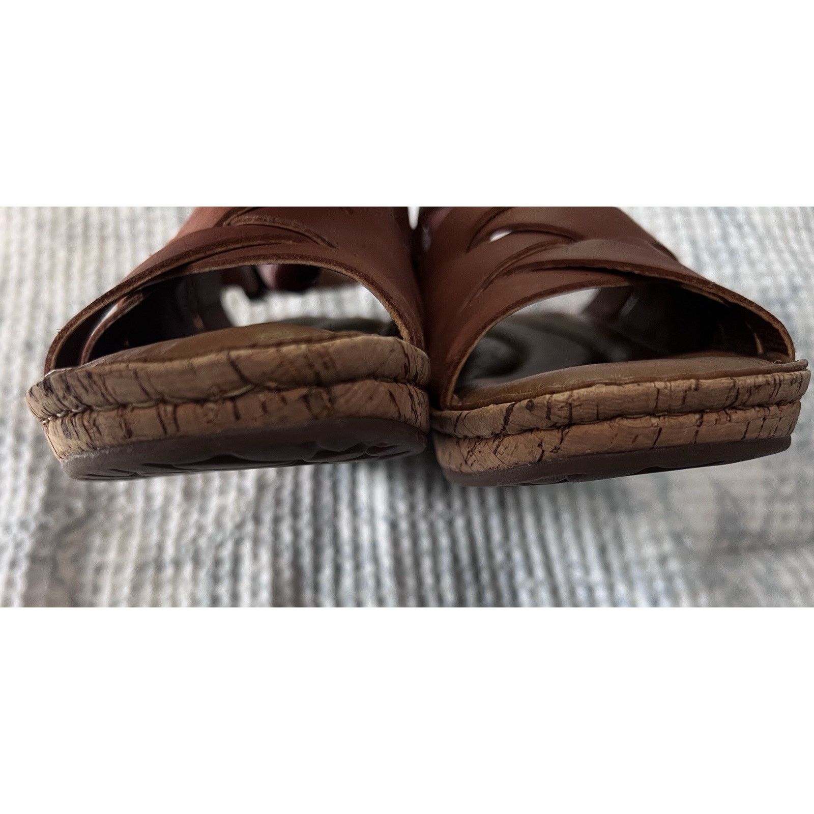 Born Born Cork Platform Laila Brown Leather Woven Wedge 7 EUC Size US 7 / IT 37 - 5 Thumbnail