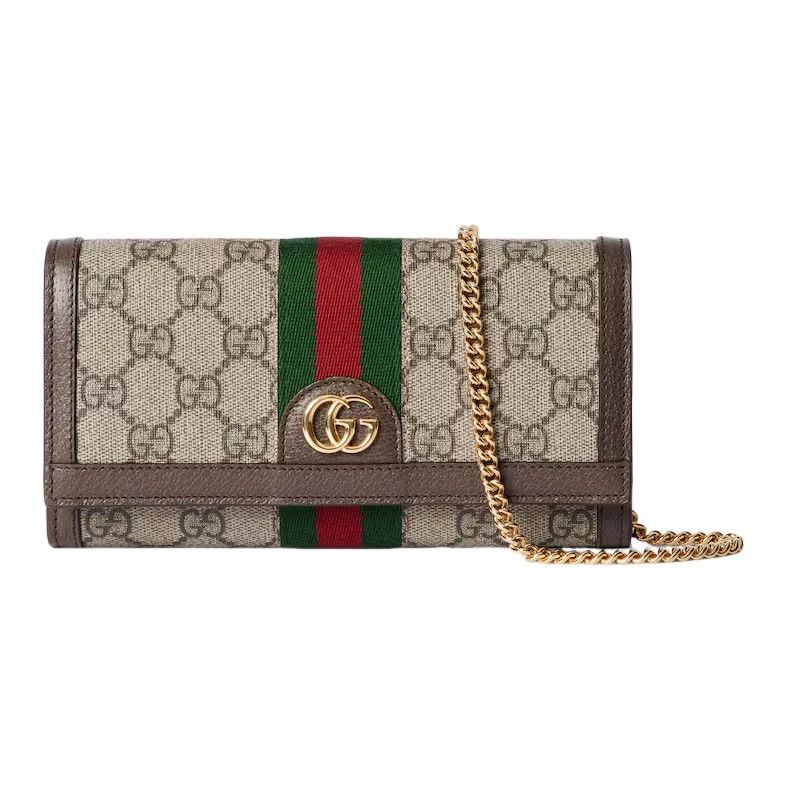 Gucci Ophidia $1070 B/E GG Chain Wallet New Auth