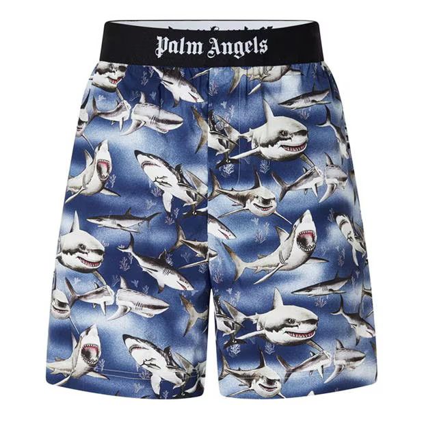image of Palm Angels O1G2R1Mq0524 Shark Print Shorts In Multicolor, Men's (Size 28)