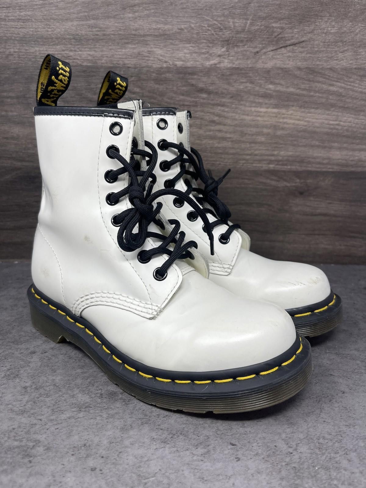 Dr. Martens Dr Martens Boots Womens Size 5 White Black Combat High Top Size US 5 / IT 35 - 4 Thumbnail