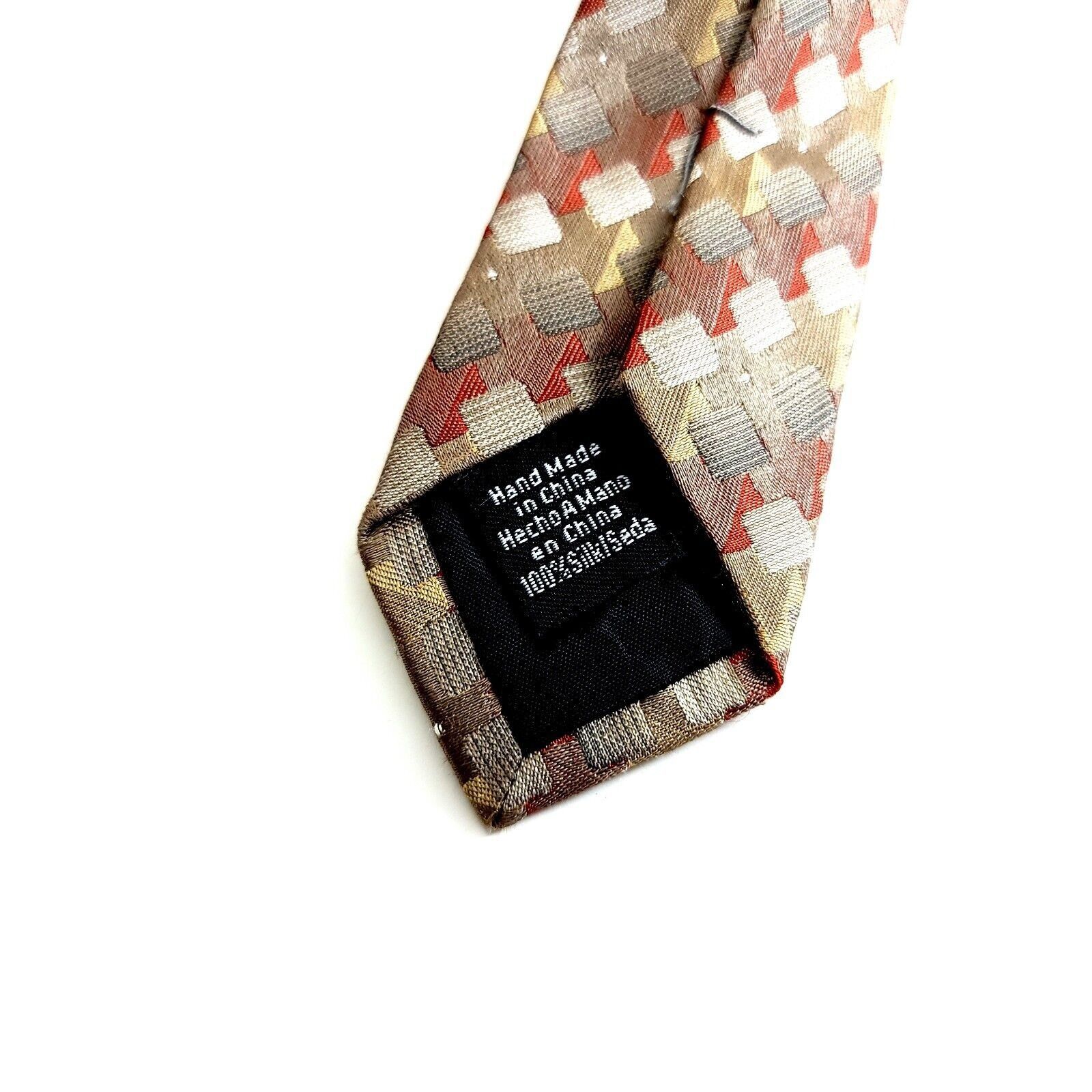 Van Heusen Van Heusen Brown Tan Red Woven Geometric Stain Resistant Sil Size ONE SIZE - 5 Thumbnail