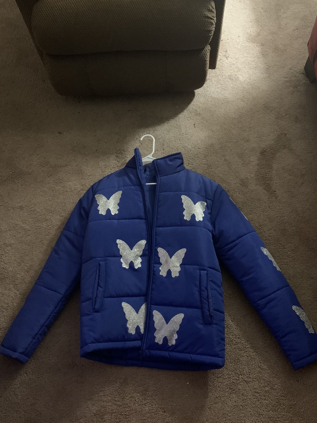 image of Life Of An Outsiderz Puffer Coat in Blue, Men's (Size Medium)