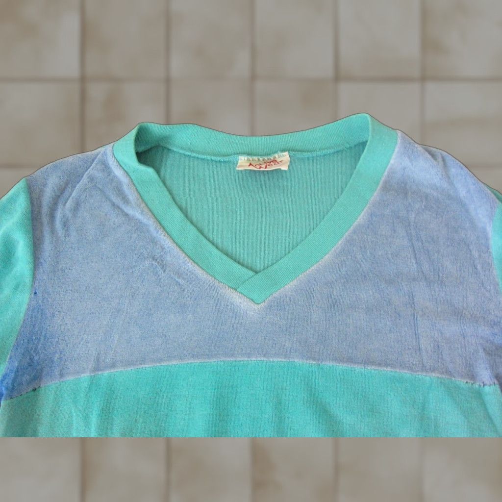 Velour VINTAGE Active Wear Sweater Womens S Blue 70s 80s Velour Velvet V Ladies Size S / US 4 / IT 40 - 1 Thumbnail
