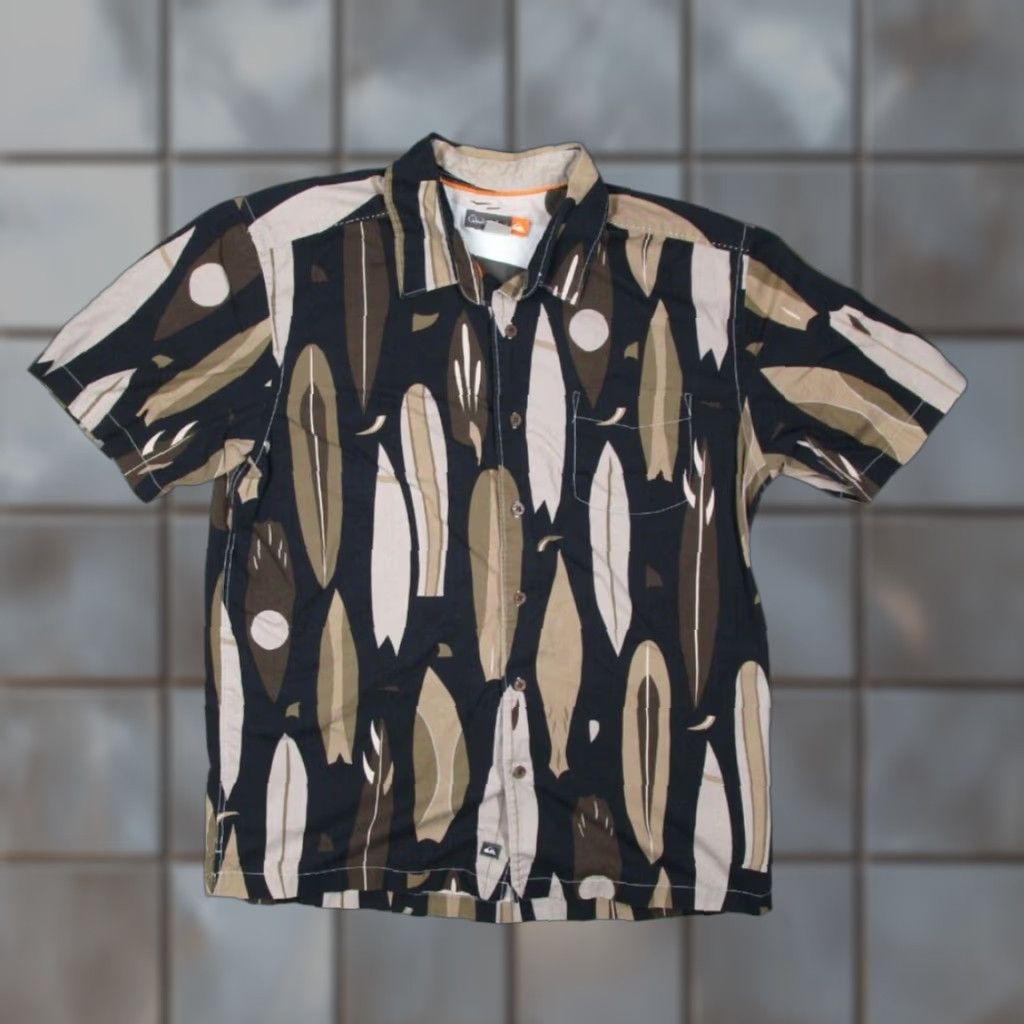 Quiksilver VINTAGE Quiksilver Men's Short Sleeve Button-Up Hawaiian Shirt M Brown Tropical Surfing Beach Casual Size US M / EU 48-50 / 2 - 1 Thumbnail