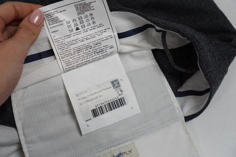 Suitsupply Men Suitsupply Bradon Trousers Flannel Wool Grey UK/US42L Size 42L - 7 Thumbnail