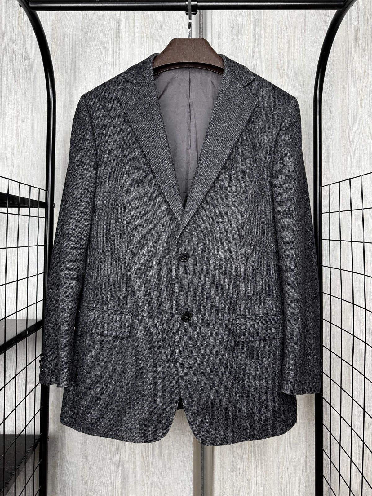 Z Zegna Z Zegna City Grey Wool Bamboo Cashmr Silk Tweed style blazer Size 40R - 2 Thumbnail