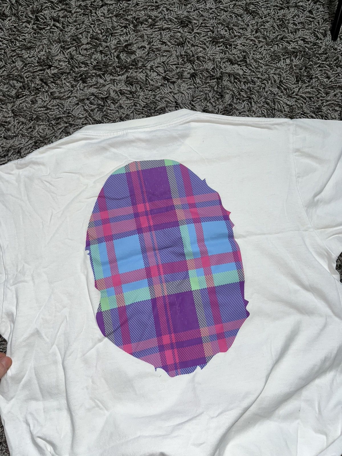 Bape A BATHING APE BAPE CHECK BIG APE HEAD COTTON TEE Size US XL / EU 56 / 4 - 10 Thumbnail