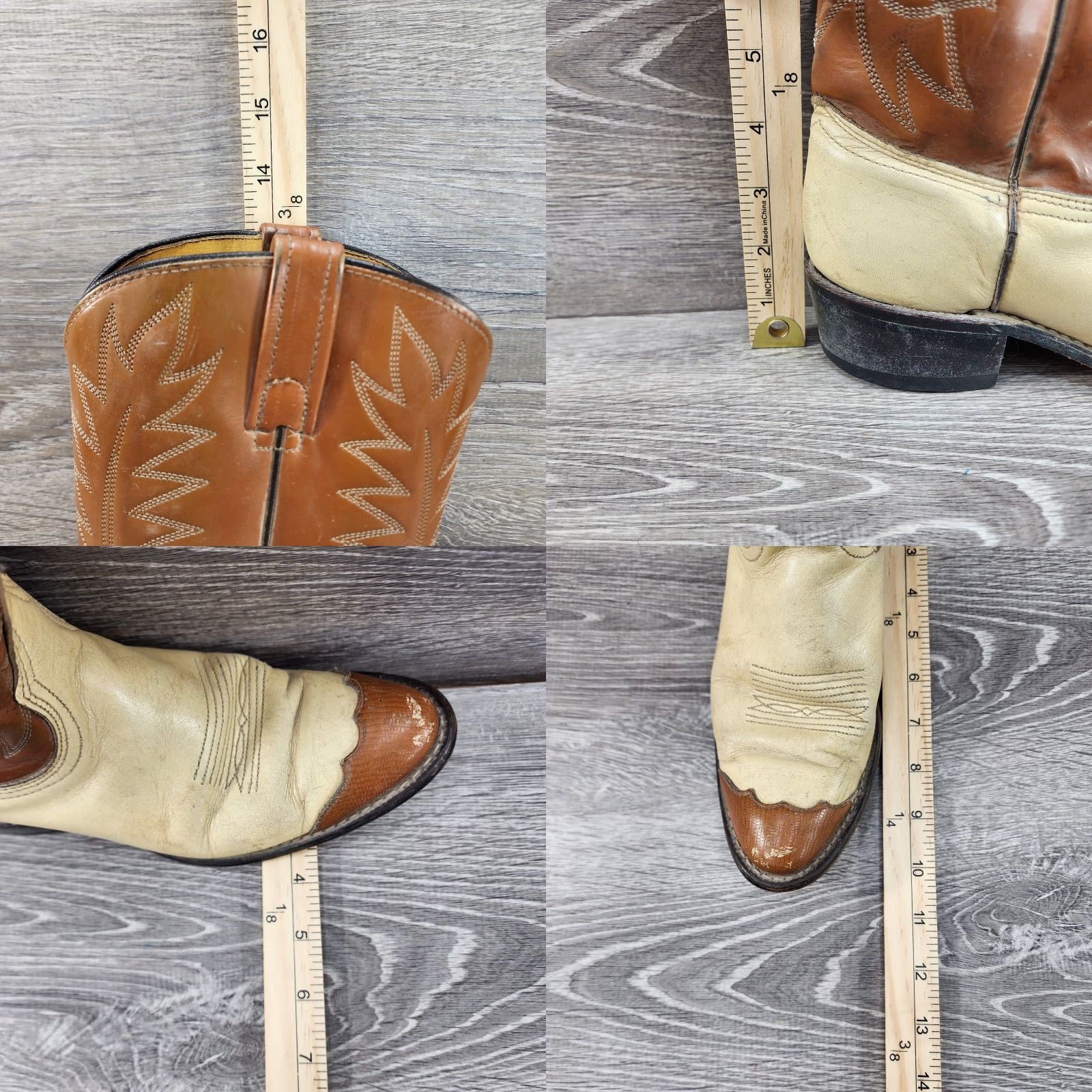 Vintage VINTAGE ACME Cowboy Boots Western Wingtip 6.5 C Brown Cream Two Tone Boot Women Western Cowboy Boots Wingtip 6.5 C Brown Cream ACME Boots Size US 7 / IT 37 - 9 Thumbnail