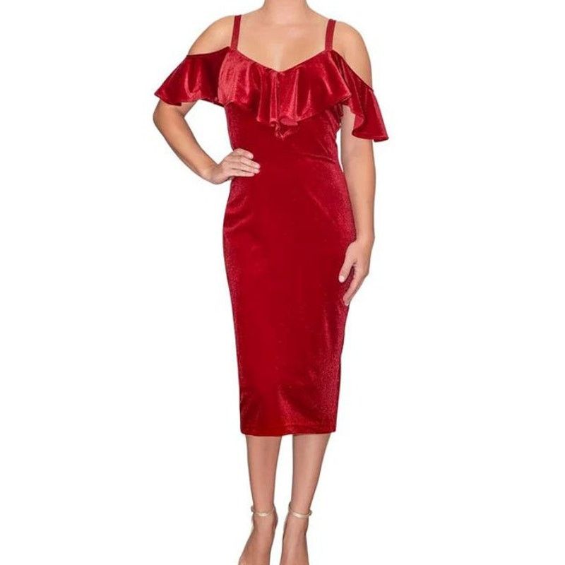 Other RACHEL RACHEL ROY Women's Ruffled Midi Velvet Dress | XSmall Size XS / US 0-2 / IT 36-38 - 1 Thumbnail
