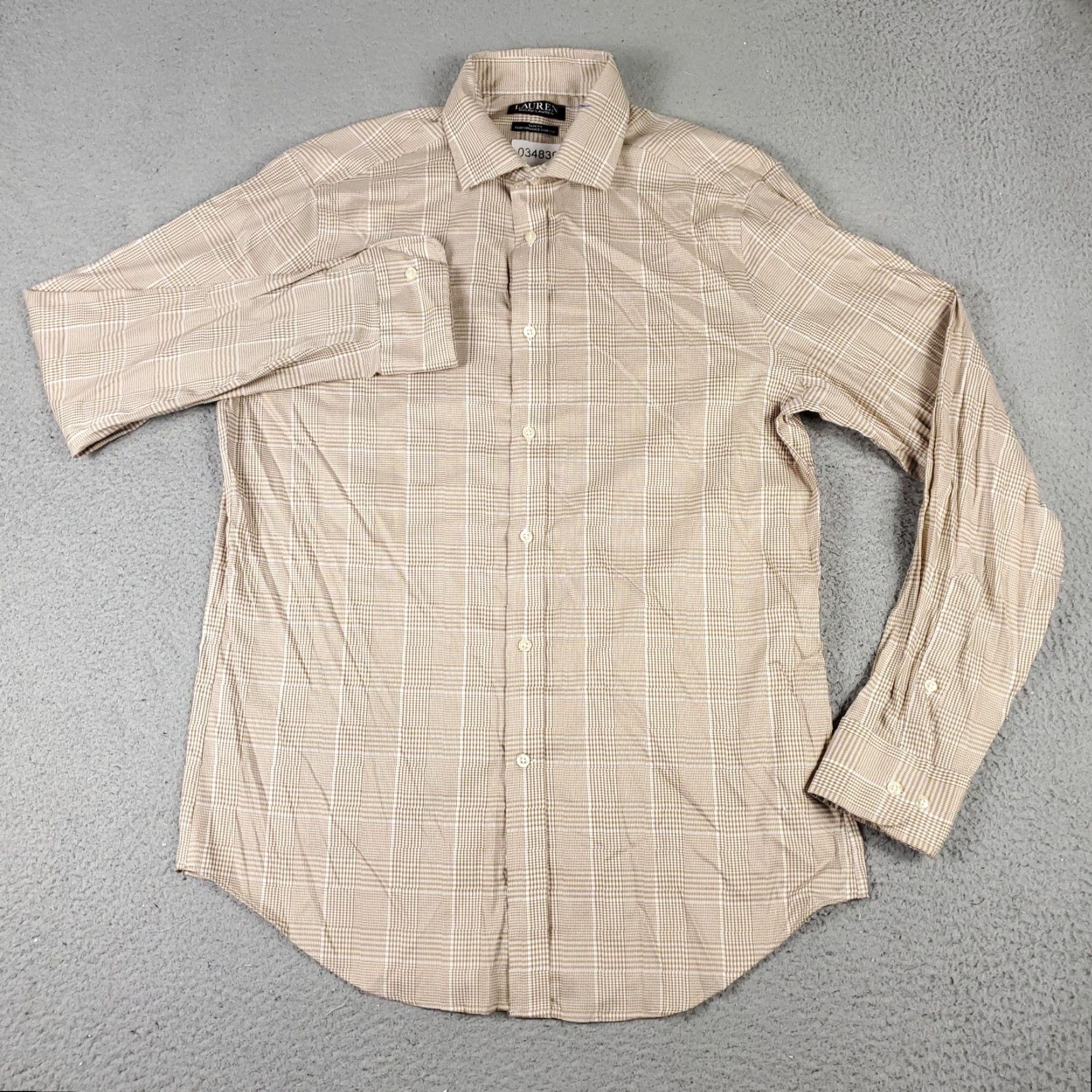 Ralph Lauren VINTAGE Nike Shirt Mens Large Beige Plaid Button Up Long Sleeve Size US L / EU 52-54 / 3 - 2 Thumbnail