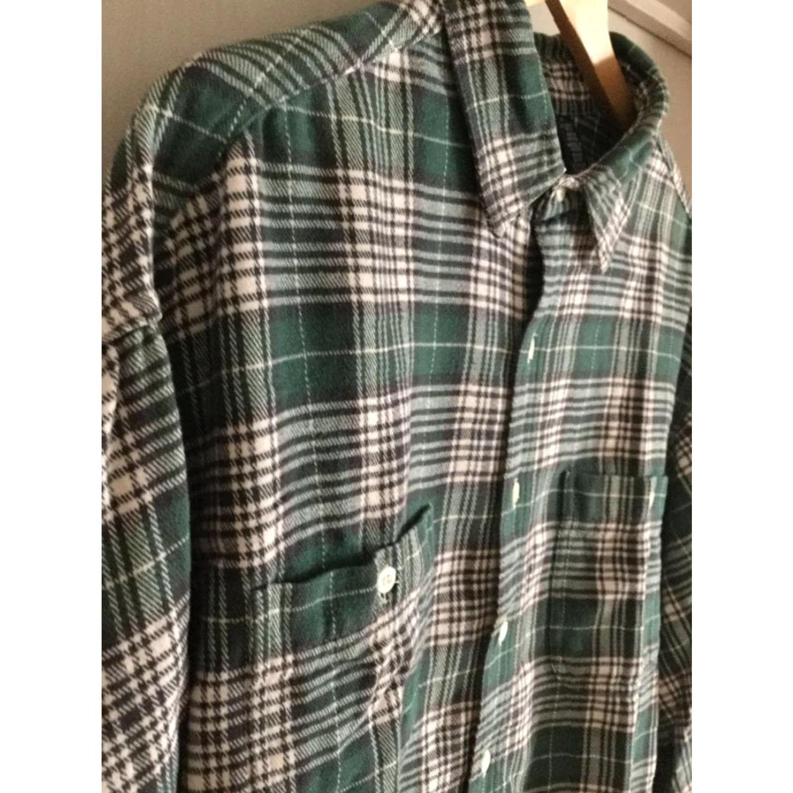 Gap Vintage GAP Light Flannel Check Shirt Men's XL - 90s Casual Cotton Long Sleeve Shirt, Green/White Size US XL / EU 56 / 4 - 4 Thumbnail
