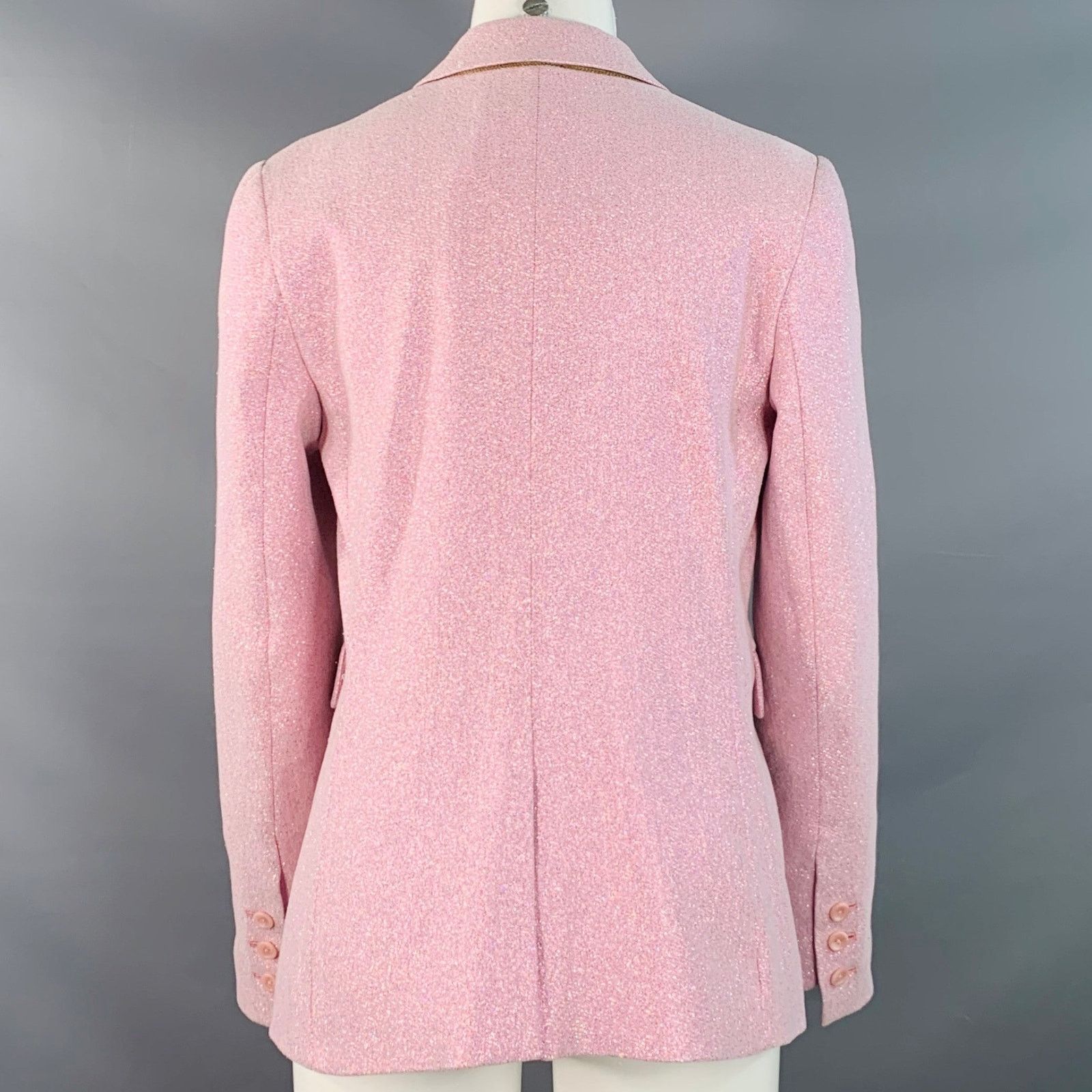 Sies Marjan Pink Polyester Blend Metallic Notch Lapel Jacket Blazer Size S / US 4 / IT 40 - 3 Thumbnail